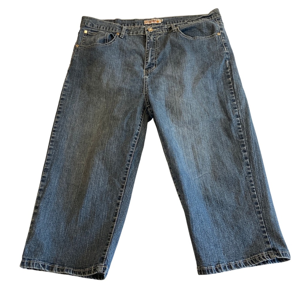 Vintage Old Skool Capri Jeans Womens 22 35x17.5 Embroidered Flap Pocket Crop